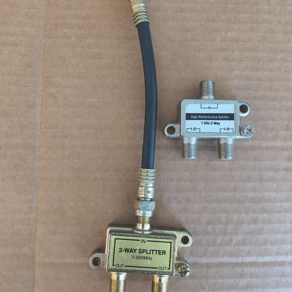 Set of 2, Two way coxial cable Splitters